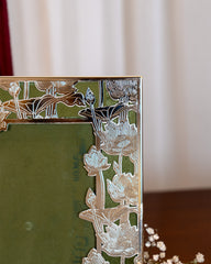 Elegant Silver-Plated Lotus Motif Photo Frame