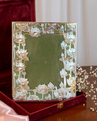 Elegant Silver-Plated Lotus Motif Photo Frame