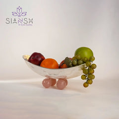 Silver Plated Bubble Texture Oval Bowl with Resin Base | Multipurpose Elegant Décor by Siansh