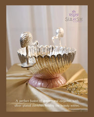 Silver Plated Flamingo Urli Bowl – Luxury Centerpiece for Weddings & Festive Décor | Siansh