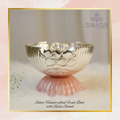 Silver Handcrafted Urli Bowl with Resin Stand – Multipurpose Decor for Mandir, Console & Wedding Gifting