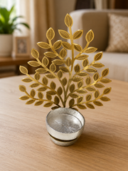 Golden Leaf Tree Tealight Holder