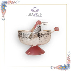 Toucan Bird Silver-Plated Round Bowl – Brass & Resin Base | Premium Décor & Gifting Bowl