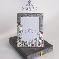 Silver Plated Photo Frame with Red Beads | Elegant Gifting by Siansh