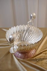 Silver Plated Flamingo Urli Bowl – Luxury Centerpiece for Weddings & Festive Décor | Siansh