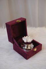 Silver-Plated Lotus Diya – A Symbol of Divine Illumination
