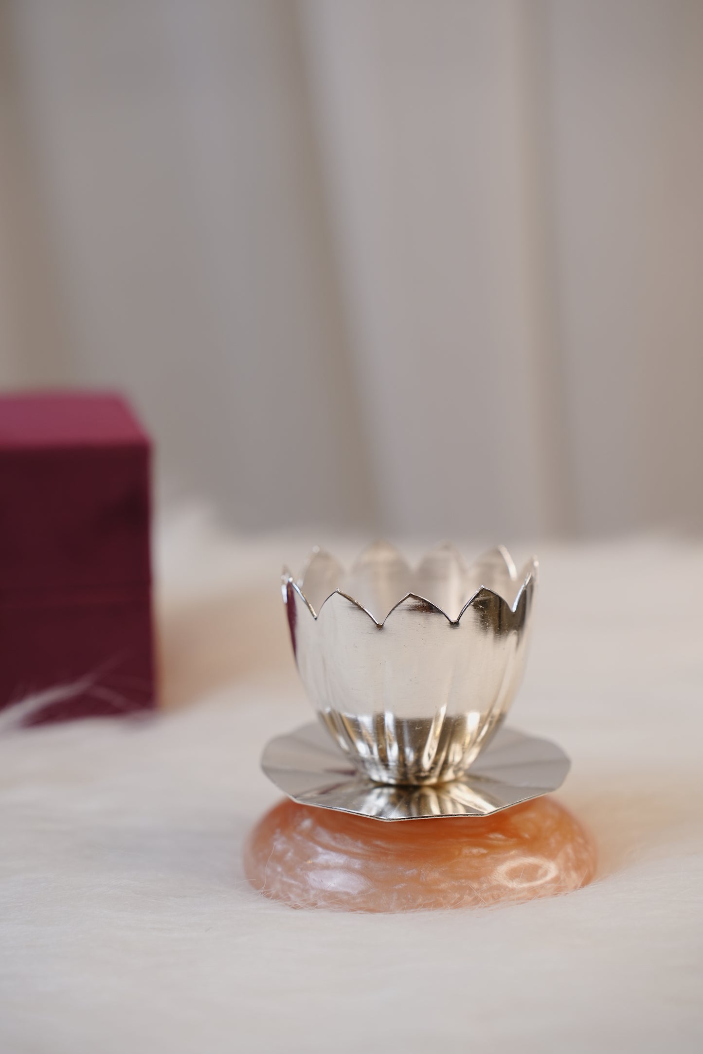 Silver-Plated Lotus Diya – A Symbol of Divine Illumination