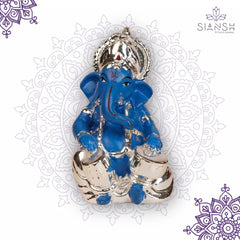 Silver-Plated Musical Ganesha Idol Set – Resin Figurines with Instruments | Ideal for Décor & Auspicious Gifting
