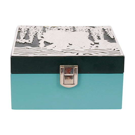 Silver Plated Shiv Parvati Box | 5x5 Brass Décor & Gift Box by Siansh