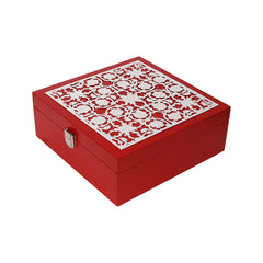 Intricately Etched Silver Plated Flower Box | 8x8 Decorative Multipurpose Gift Box