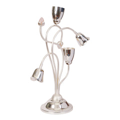 Silver Plated Bubbled Candle Stand | Artistic Console Decor by Siansh