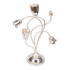 Silver Plated Bubbled Candle Stand | Artistic Console Decor by Siansh