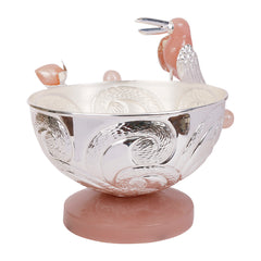 Toucan Bird Silver-Plated Round Bowl – Brass & Resin Base | Premium Décor & Gifting Bowl