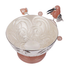 Toucan Bird Silver-Plated Round Bowl – Brass & Resin Base | Premium Décor & Gifting Bowl