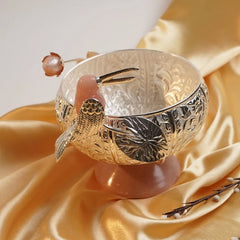 Toucan Bird Silver-Plated Round Bowl – Brass & Resin Base | Premium Décor & Gifting Bowl