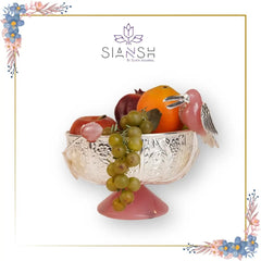 Toucan Bird Silver-Plated Round Bowl – Brass & Resin Base | Premium Décor & Gifting Bowl