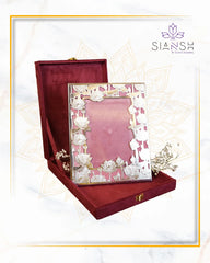 Elegant Silver-Plated Photo Frame with Intricate Lotus Design – Ideal for Weddings, Anniversaries & Corporate Gifting