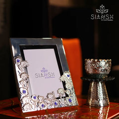 Silver Plated Photo Frame with Red Beads | Elegant Gifting by Siansh