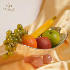 Silver Plated Bubble Texture Oval Bowl with Resin Base | Multipurpose Elegant Décor by Siansh