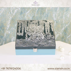 Silver Plated Shiv Parvati Box | 5x5 Brass Décor & Gift Box by Siansh