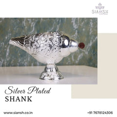 Silver Plated Rudraksha Shankh for Console & Spiritual Decor | Luxury Artifact by Siansh