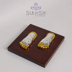 Silver-Plated Maha Laxmi Charan Paduka – Sacred Symbol of Prosperity | Ideal for Gifting & Pooja | Swede Box Included