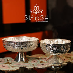 Silver Plated Intricate Design Urli Bowl | Decorative Brass Urli by Siansh