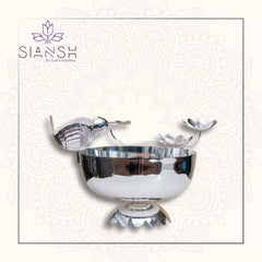 Bird & Flower Silver Plated Round Urli Bowl | Elegant Decor by Siansh