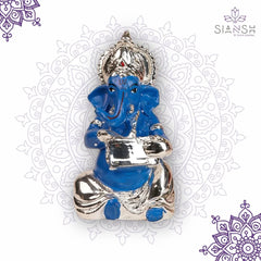 Silver-Plated Musical Ganesha Idol Set – Resin Figurines with Instruments | Ideal for Décor & Auspicious Gifting