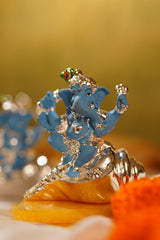 Silver-Plated Shell Ganesha Idol – Handcrafted Resin Murti for Décor & Auspicious Gifting | Packed in Swede Box
