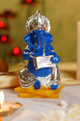 Silver-Plated Musical Ganesha Idol Set – Resin Figurines with Instruments | Ideal for Décor & Auspicious Gifting