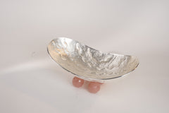 Silver Plated Bubble Texture Oval Bowl with Resin Base | Multipurpose Elegant Décor by Siansh