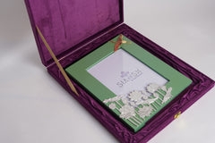 Silver & Gold Etched Bird Photo Frame – 10x9 Decorative Brass Frame with Lotus Motif | Swede Box Packing