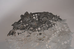 Intricate Silver-Plated Nakshi Platter with Green Base – Multipurpose Brass Plate for Gifting & Festive Serving