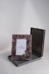 Amethyst Stone Photo Frame with Silver Butterfly | Luxury Décor by Siansh