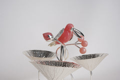 Exquisite Silver-Plated Toucan 3-Bowl Platter