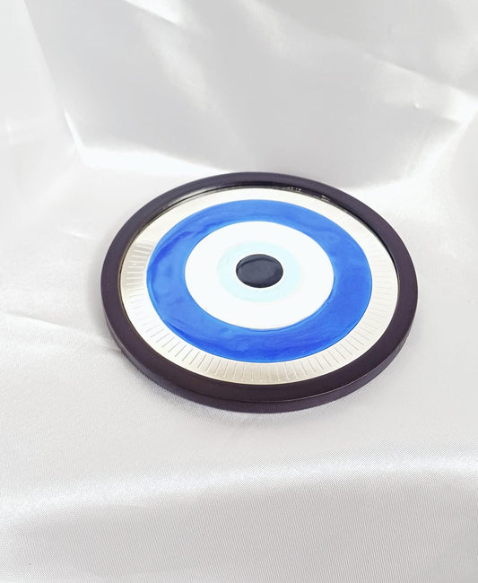 Evil Eye Round Silver Coaster