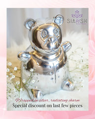 Silver-Plated Teddy Bear Candy Jar – Adorable Gifting Jar for Baby Showers, Birthdays & Announcements