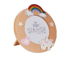 Pink Baby Photo Frame – Silver-Plated Round Brass Frame with Unicorn Design | Dia 6” | Ideal for Baby Showers & Gifting