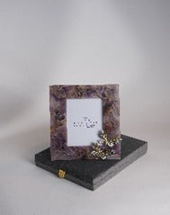 Amethyst Stone Photo Frame with Silver Butterfly | Luxury Décor by Siansh