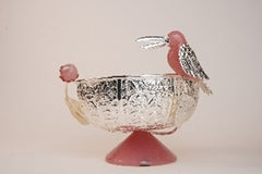 Toucan Bird Silver-Plated Round Bowl – Brass & Resin Base | Premium Décor & Gifting Bowl
