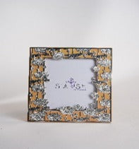 Intricate Silver-Plated Photo Frame with Floral Detailing – 10x9 Brass Frame for Décor & Gifting | Swede Box Included