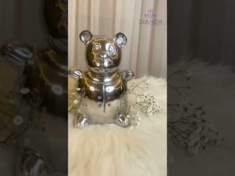 Silver-Plated Teddy Bear Candy Jar – Adorable Gifting Jar for Baby Showers, Birthdays & Announcements