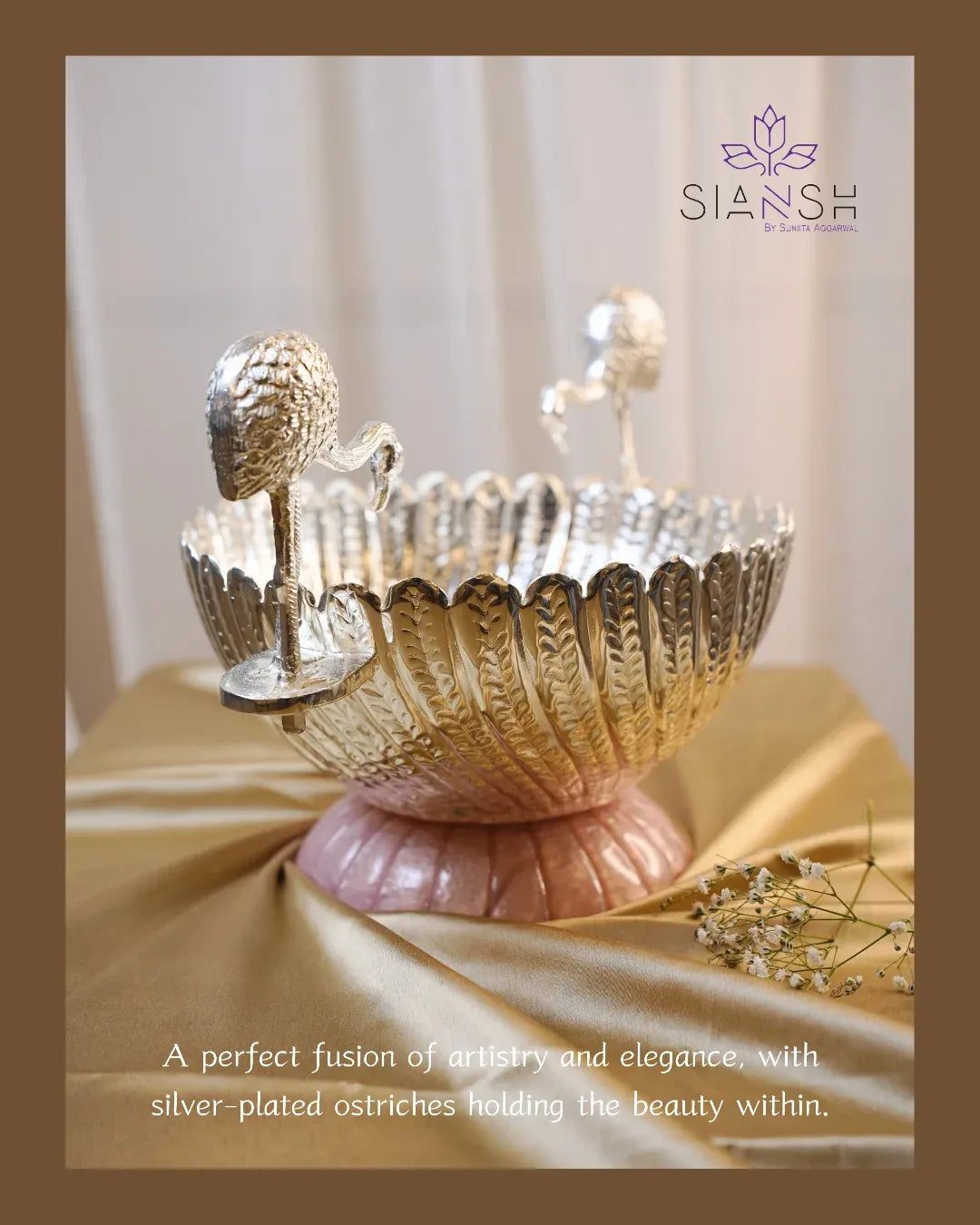 Silver Plated Flamingo Urli Bowl – Luxury Centerpiece for Weddings & Festive Décor | Siansh
