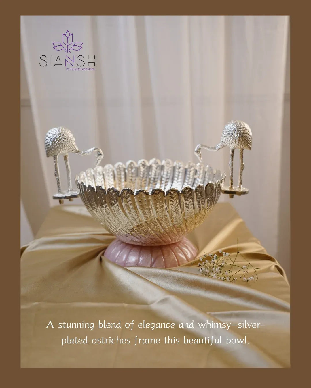 Silver Plated Flamingo Urli Bowl – Luxury Centerpiece for Weddings & Festive Décor | Siansh
