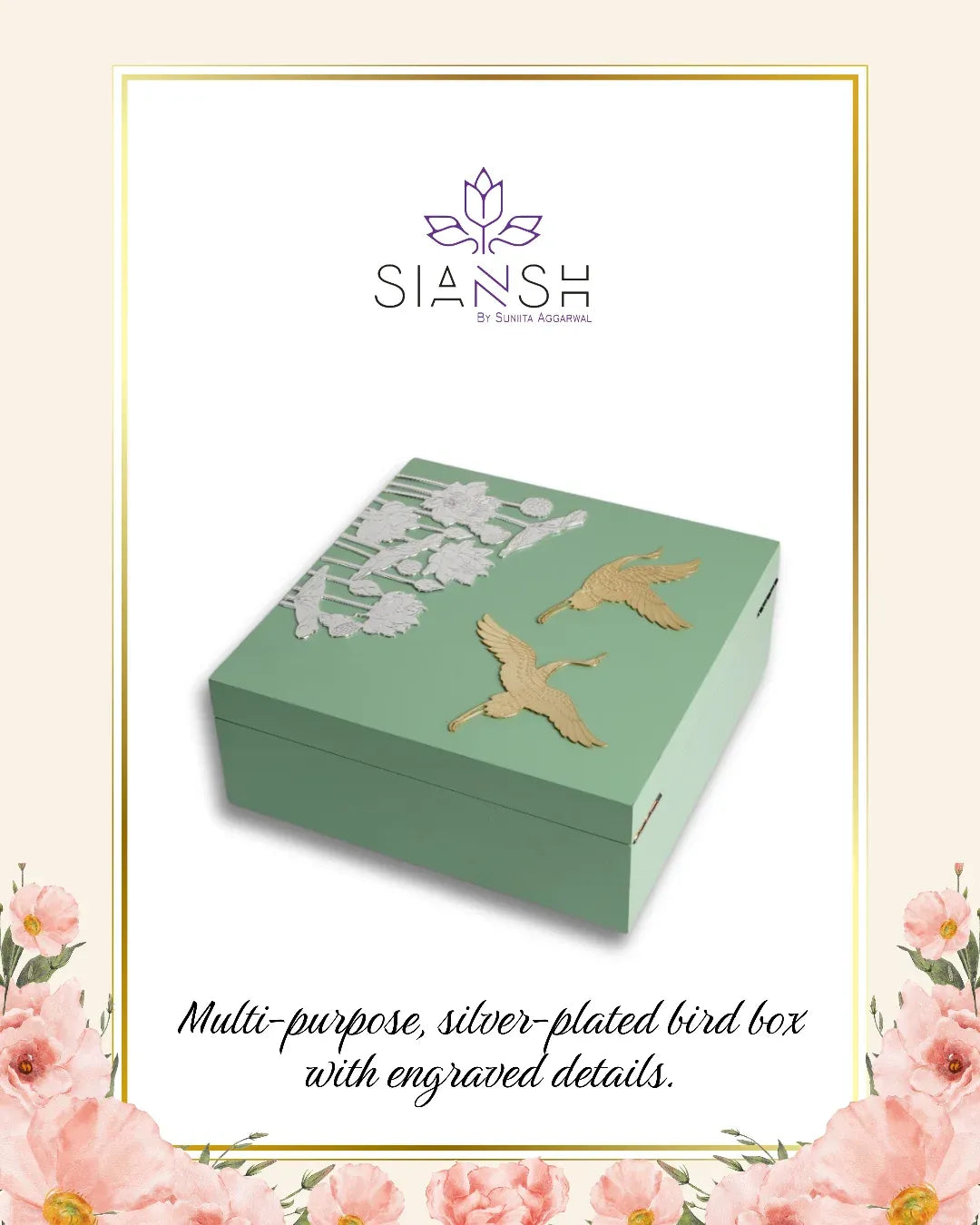 Gold/Silver Etching Bird  Box