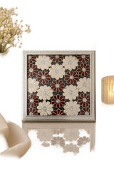 Floral brown pink Silver-Plated Coaster