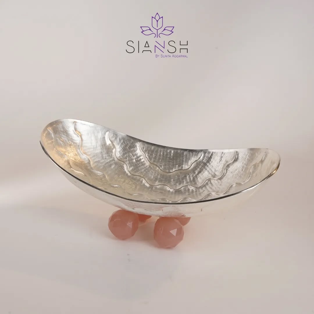 Silver Plated Bubble Texture Oval Bowl with Resin Base | Multipurpose Elegant Décor by Siansh