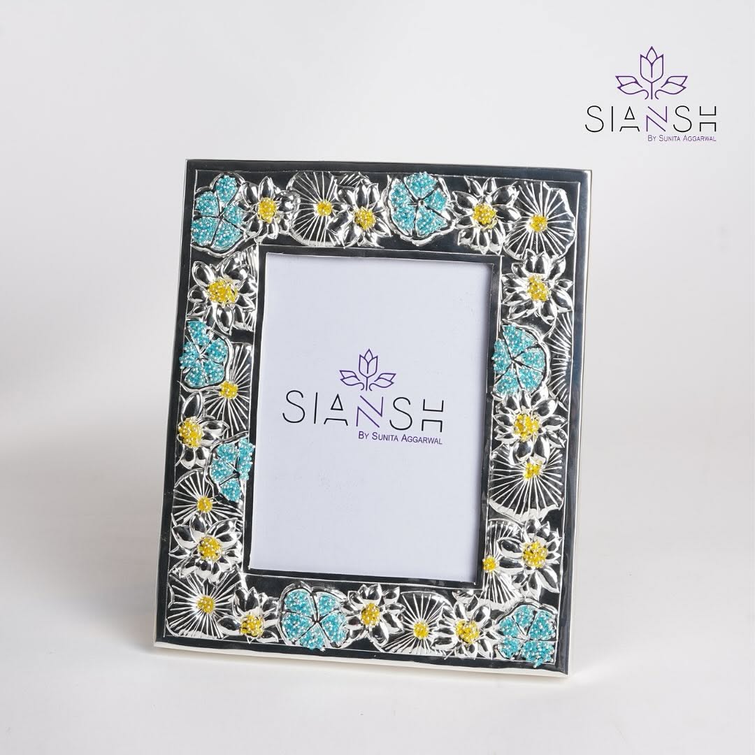 Silver Plated Photo Frame With Stone