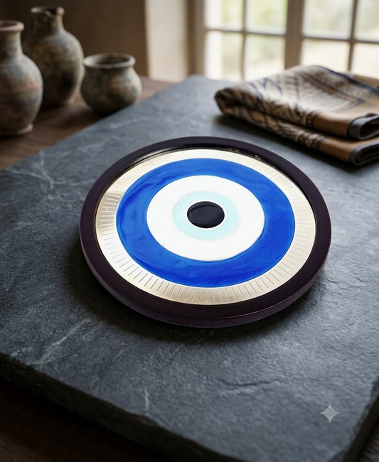 Evil Eye Round Silver Coaster